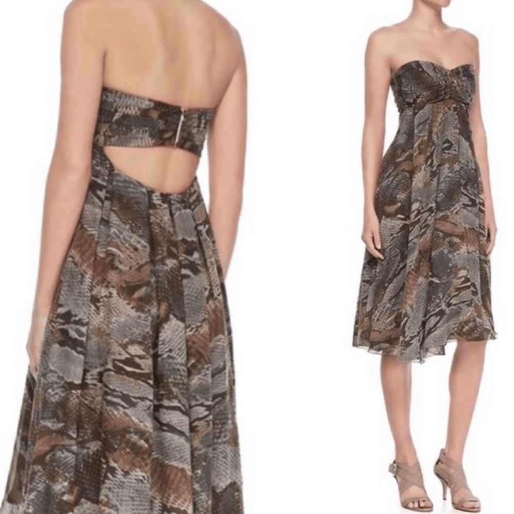 L’agence Strapless Python Snake Print Dress - image 1